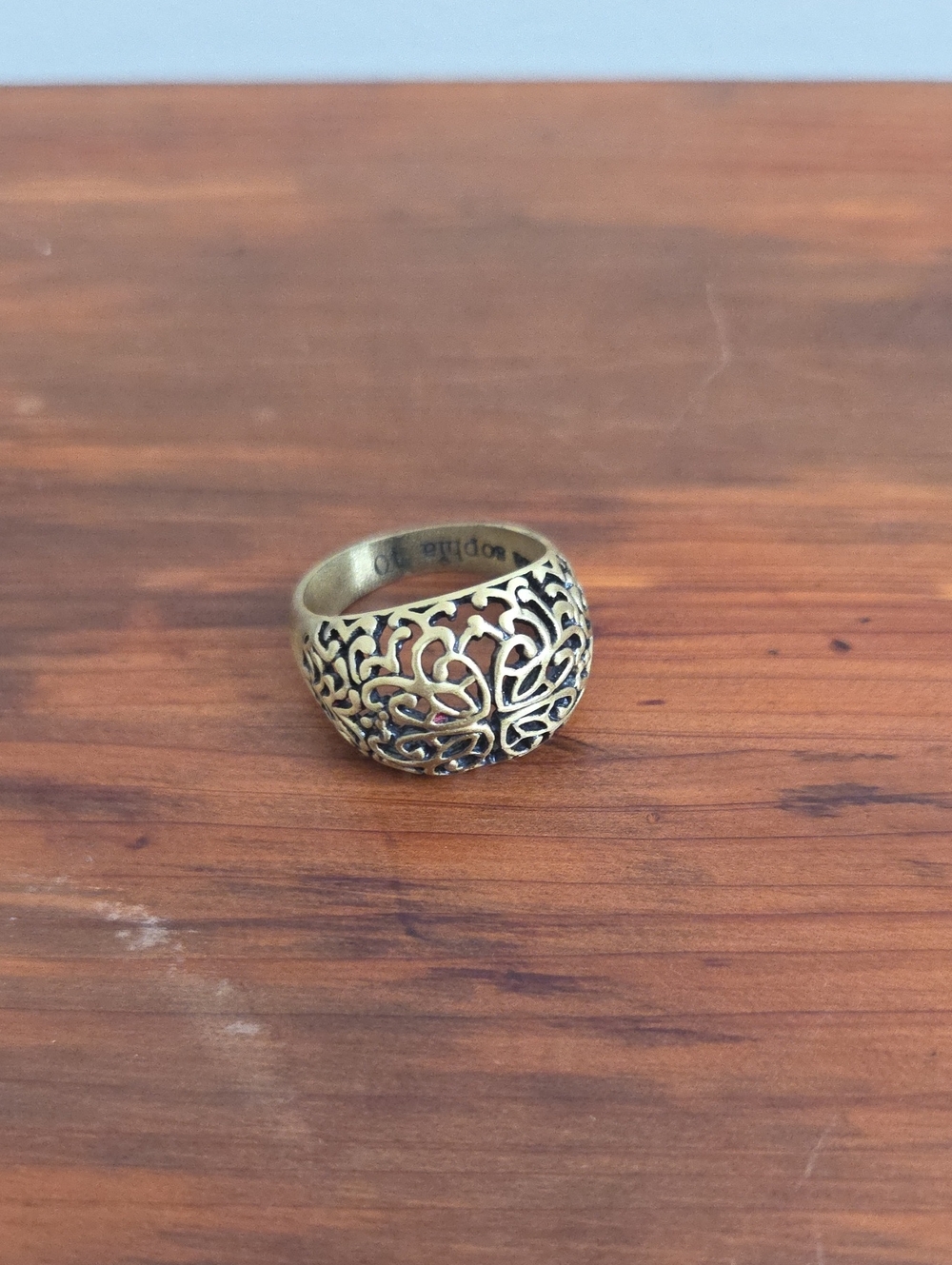 Lia Sophia Brass-Tone Filigree Dome Ring